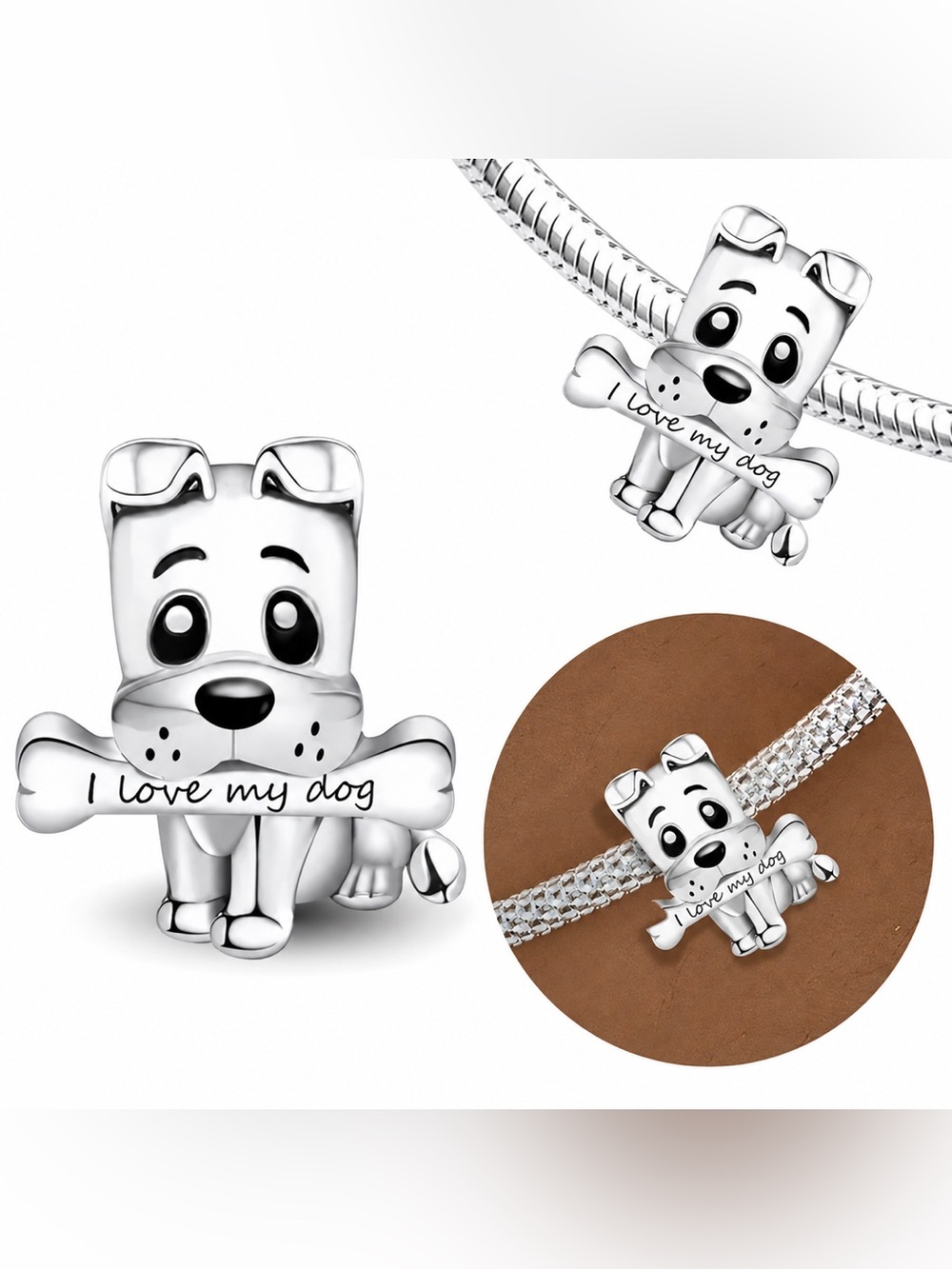 🐾 925 I Love My Dog Charm Dog Lover Puppy Pet Bracelet Charm